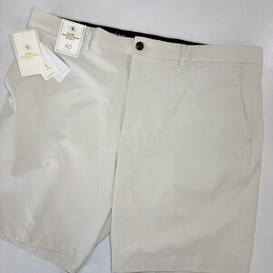 Hart Schaffner Marx Luxury Performance Shorts 40 Beige Flat Front Stretch NWT